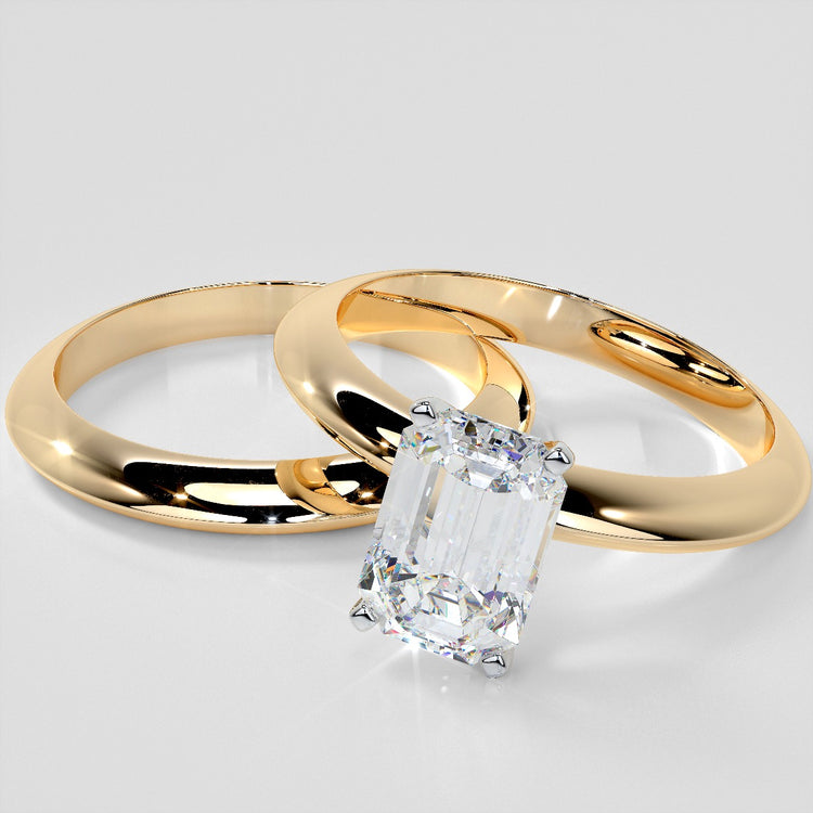 Lab Grown Diamond Emerald Cut Tiffany Style Engagement Ring