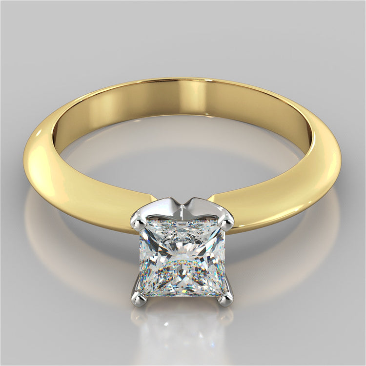 Lab Grown Diamond Asscher Cut Tiffany Style Engagement Ring