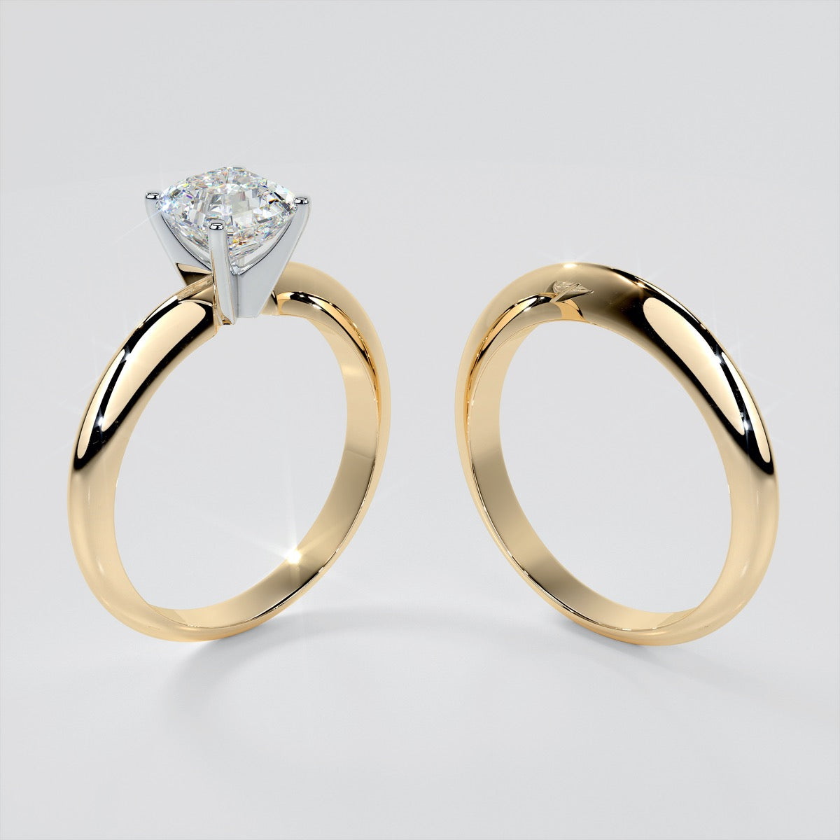 Lab Grown Diamond Asscher Cut Tiffany Style Engagement Ring
