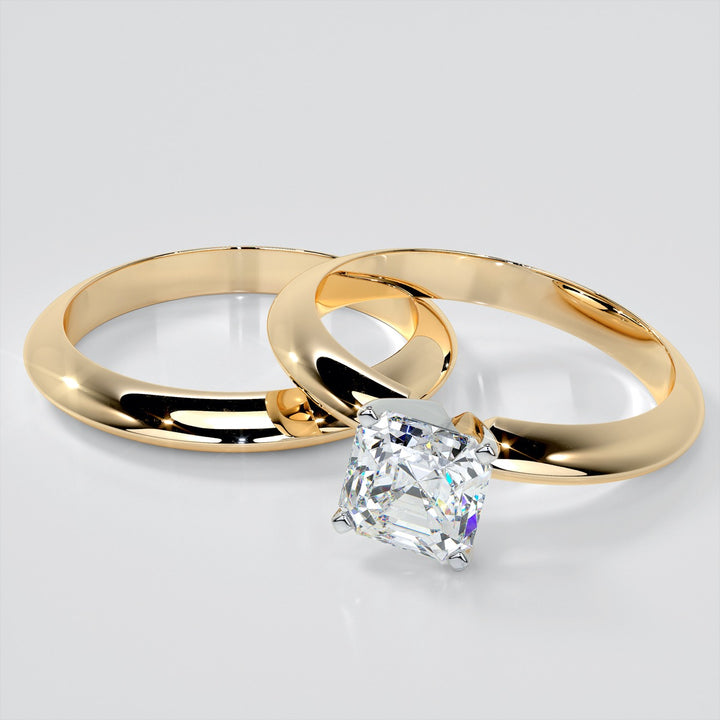 Lab Grown Diamond Asscher Cut Tiffany Style Engagement Ring