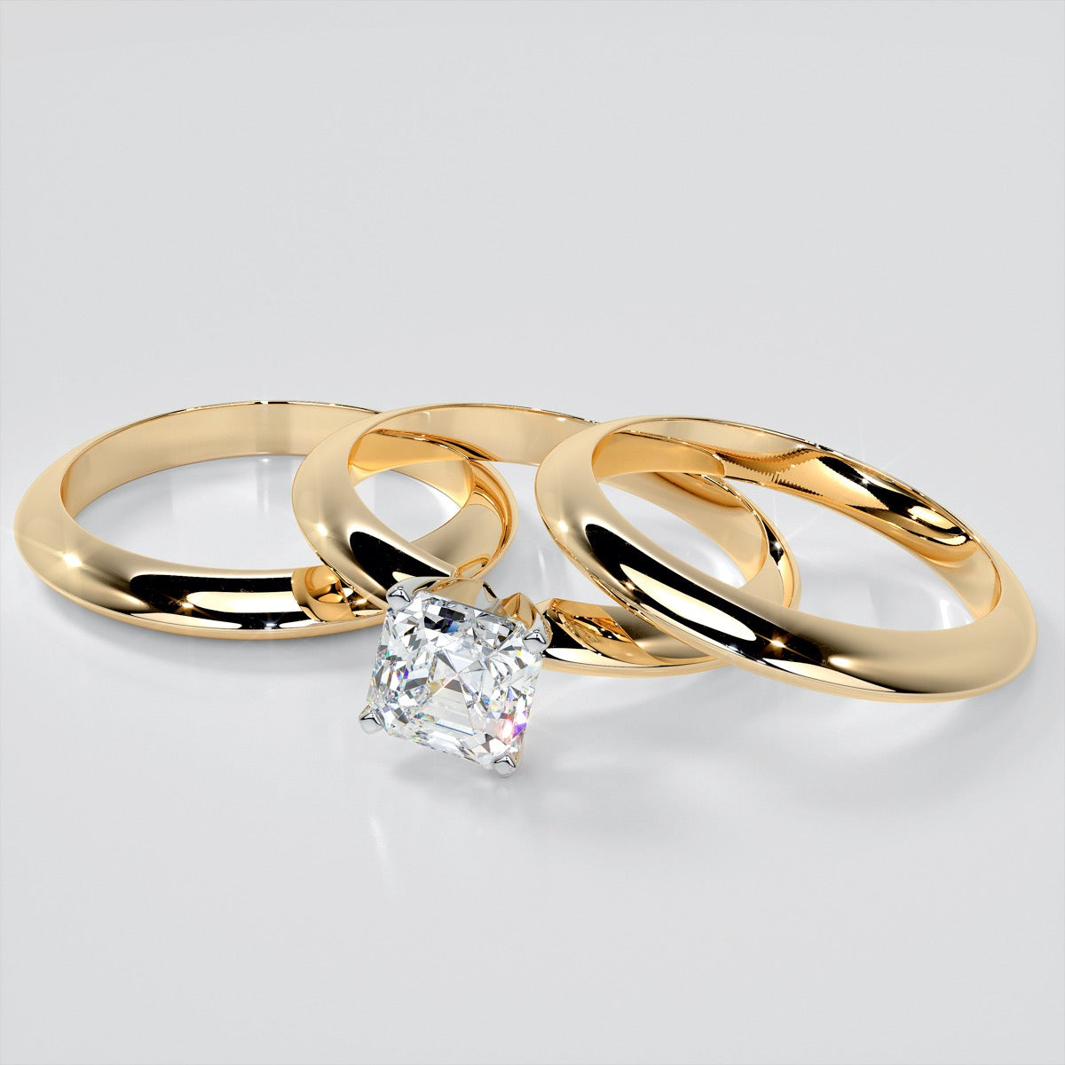 Lab Grown Diamond Asscher Cut Tiffany Style Engagement Ring
