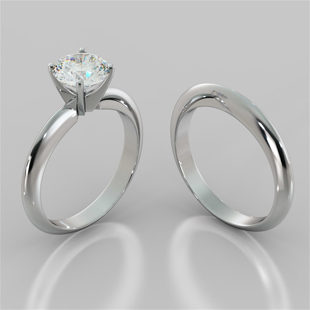 Lab Grown Diamond Round Cut 4-Prong Tiffany Style Engagement Ring