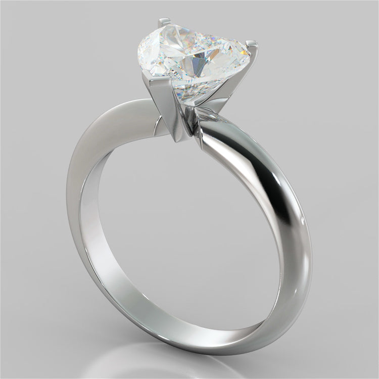 Lab Grown Diamond Heart Shape Classical Tiffany Style Engagement Ring