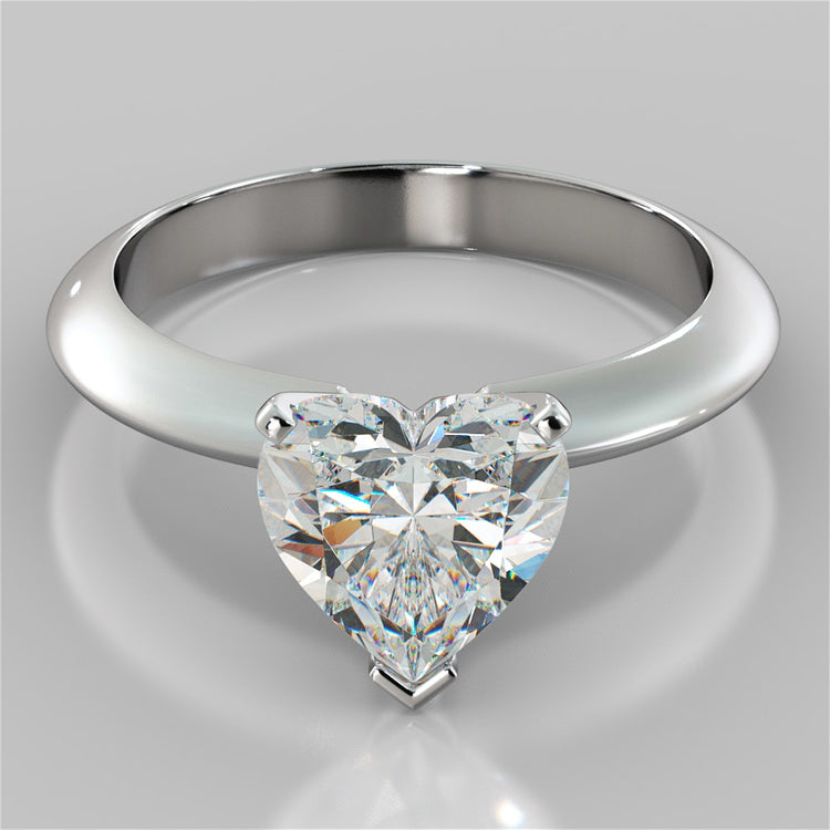 Lab Grown Diamond Heart Shape Classical Tiffany Style Engagement Ring