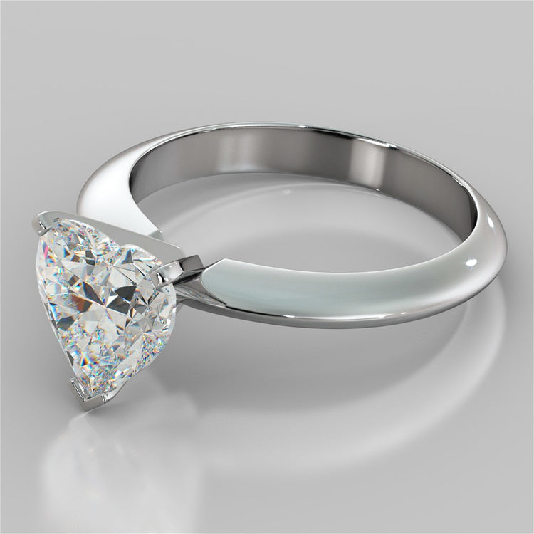 Lab Grown Diamond Heart Shape Classical Tiffany Style Engagement Ring