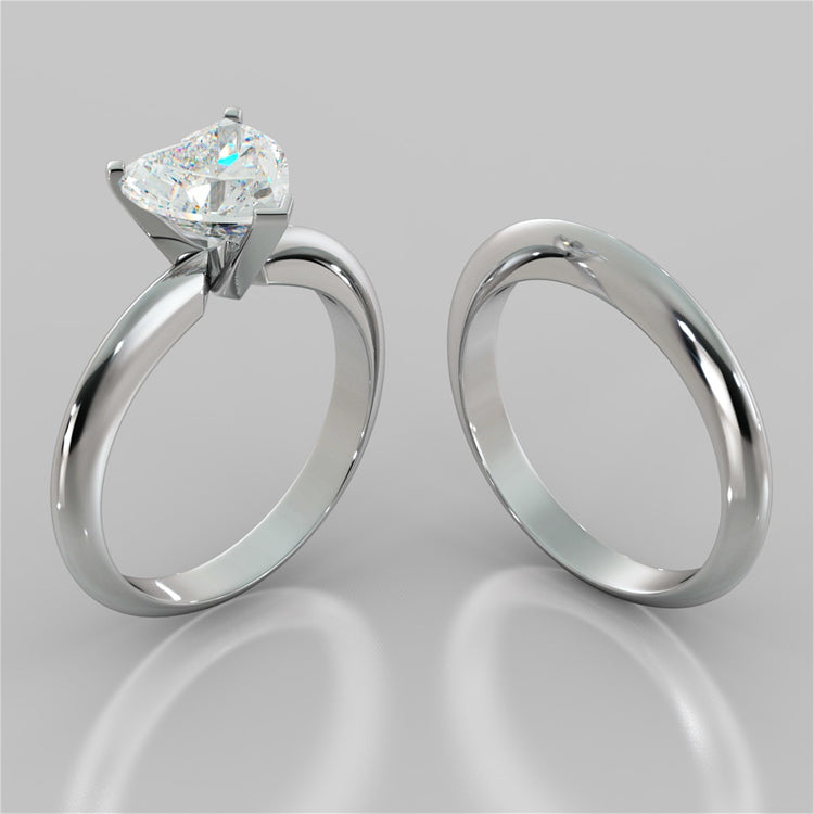 Lab Grown Diamond Heart Shape Classical Tiffany Style Engagement Ring