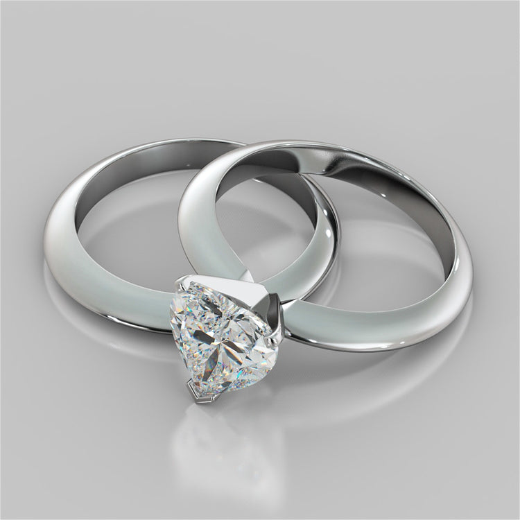 Lab Grown Diamond Heart Shape Classical Tiffany Style Engagement Ring