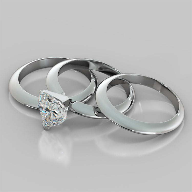 Lab Grown Diamond Heart Shape Classical Tiffany Style Engagement Ring