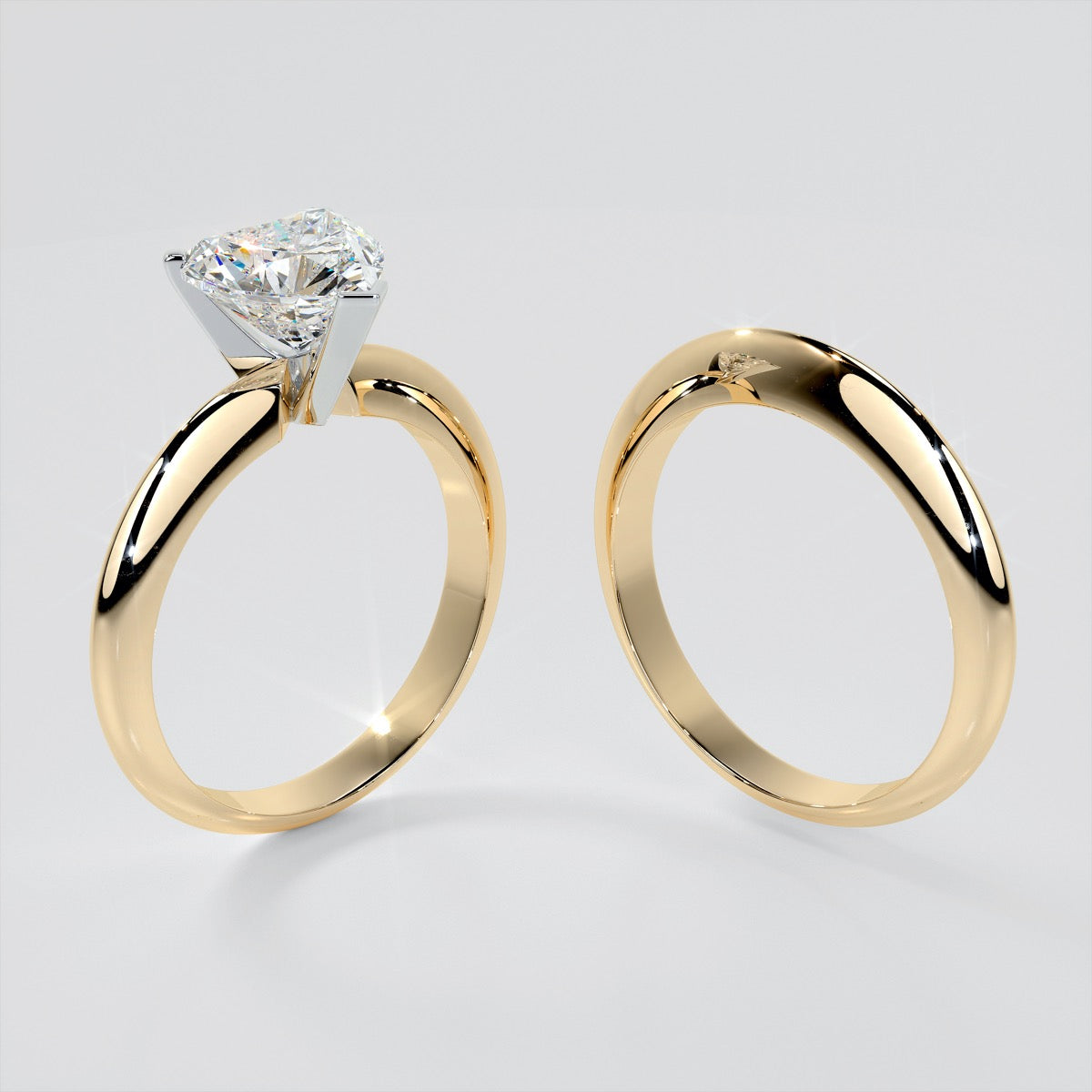 Lab Grown Diamond Heart Shape Classical Tiffany Style Engagement Ring