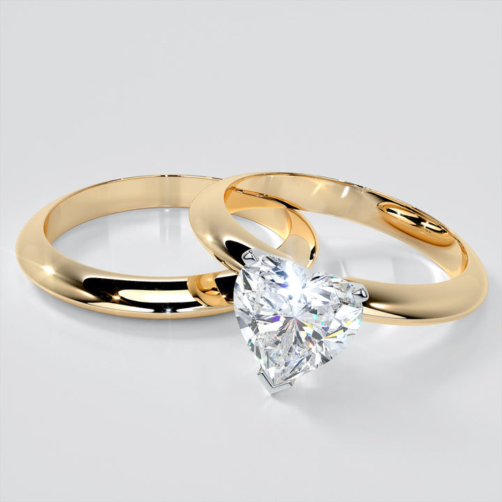 Lab Grown Diamond Heart Shape Classical Tiffany Style Engagement Ring
