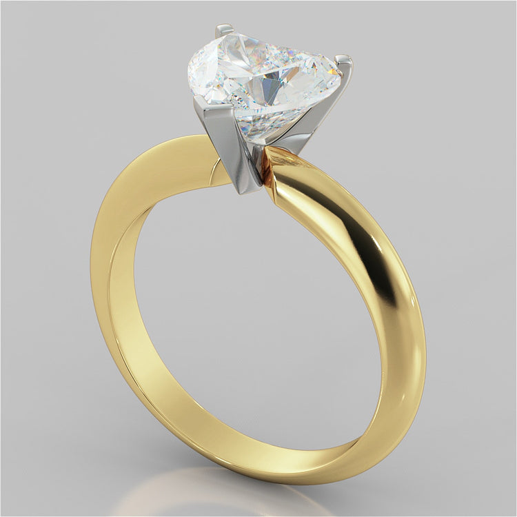 Lab Grown Diamond Heart Shape Classical Tiffany Style Engagement Ring