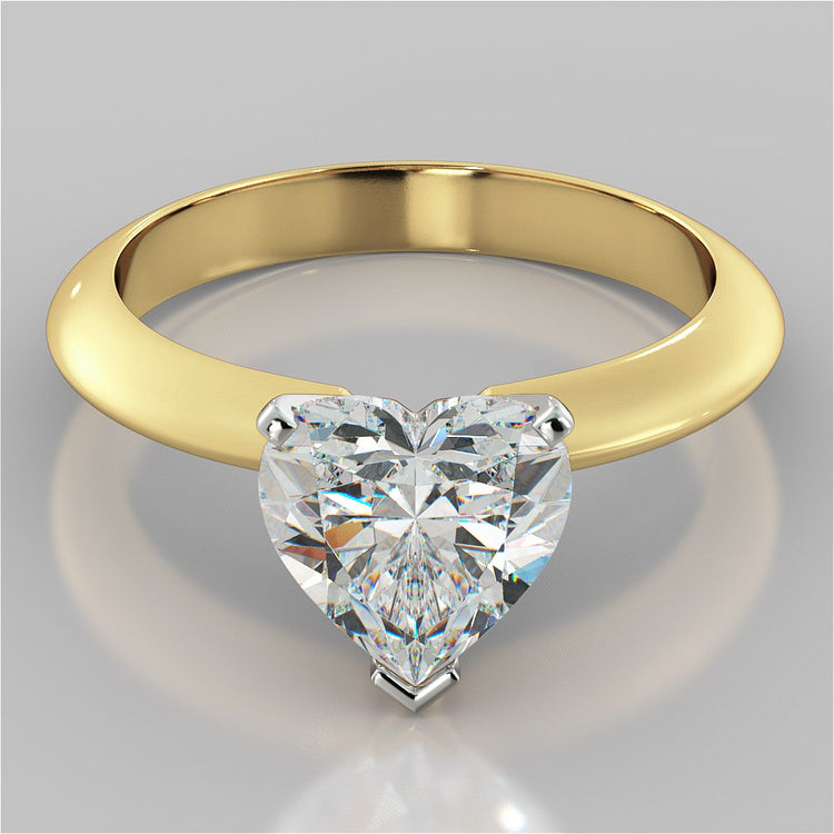 Lab Grown Diamond Heart Shape Classical Tiffany Style Engagement Ring