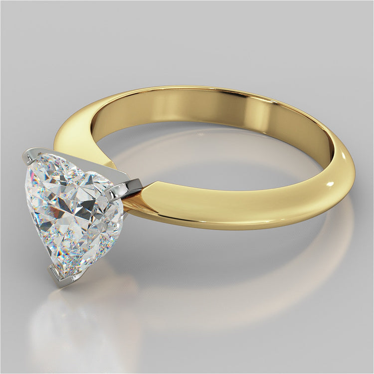 Lab Grown Diamond Heart Shape Classical Tiffany Style Engagement Ring