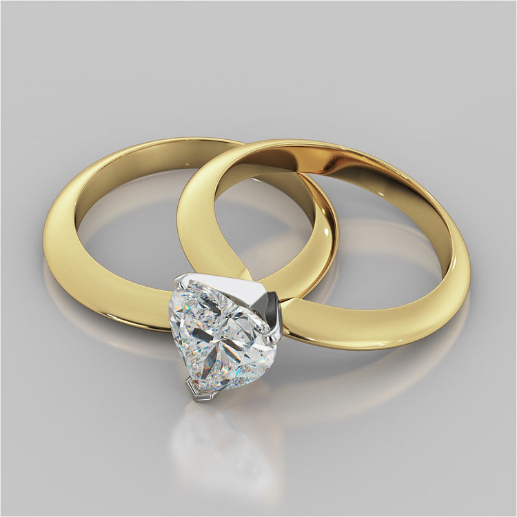 Lab Grown Diamond Heart Shape Classical Tiffany Style Engagement Ring