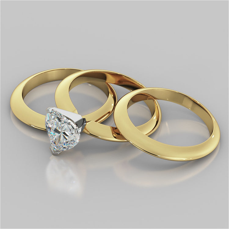 Lab Grown Diamond Heart Shape Classical Tiffany Style Engagement Ring