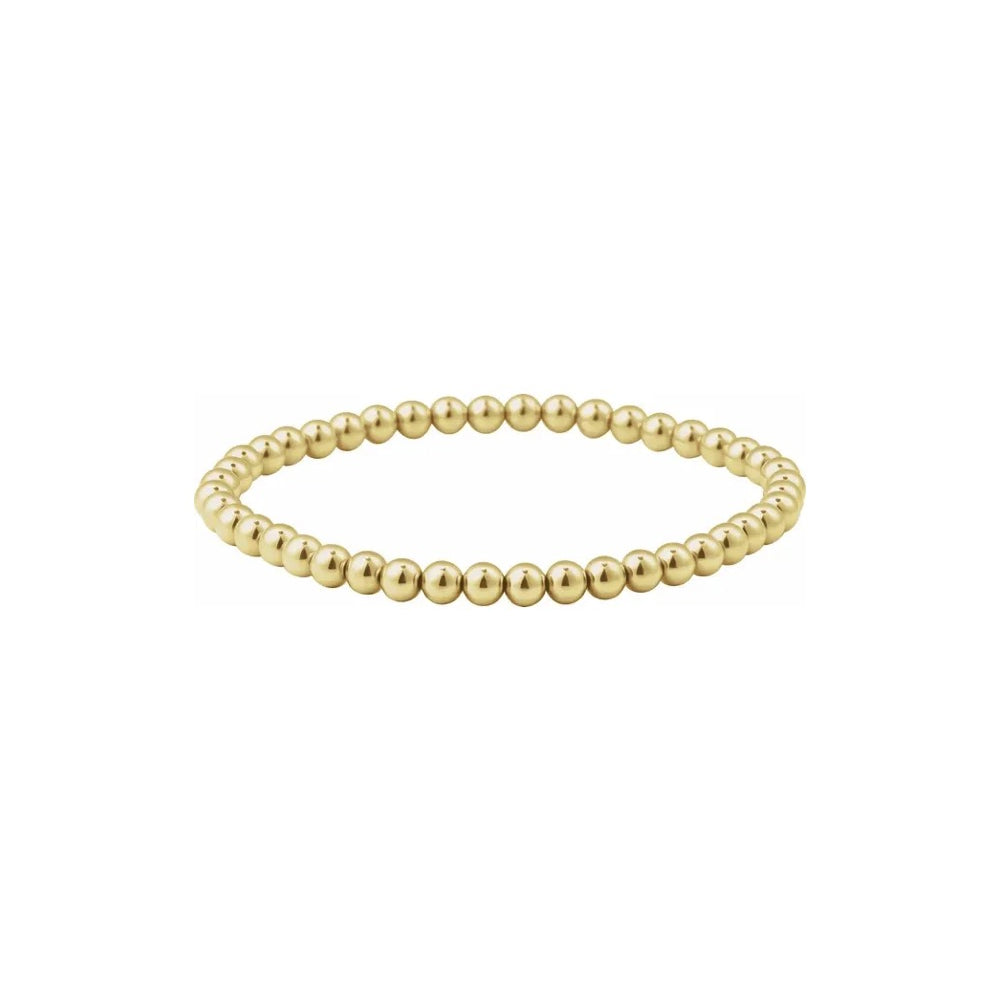 14K Yellow Gold-Filled Beaded Stackable Bracelet – 4MM Stretch Ball Bracelet