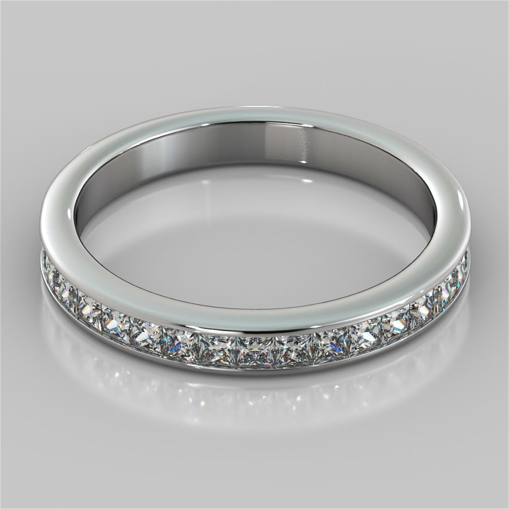Princess Cut Channel Set Cathedral Style Engagement Ring