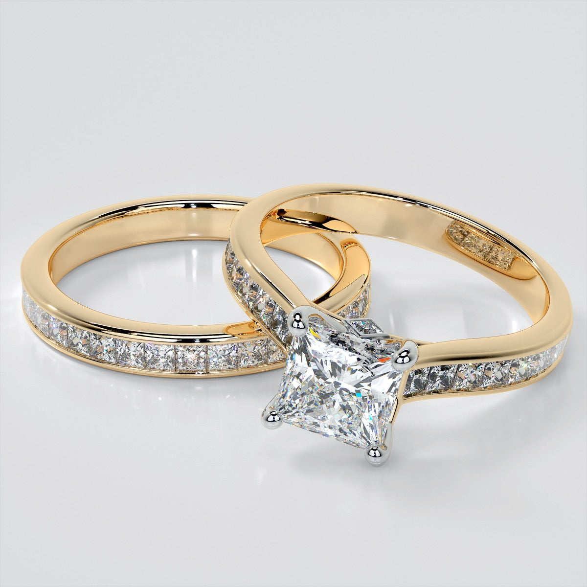 Princess Cut Channel Set Cathedral Style Engagement Ring