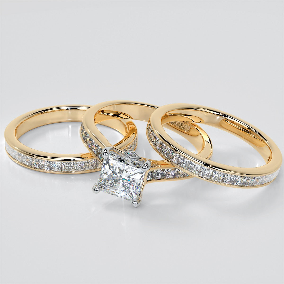 Princess Cut Channel Set Cathedral Style Engagement Ring