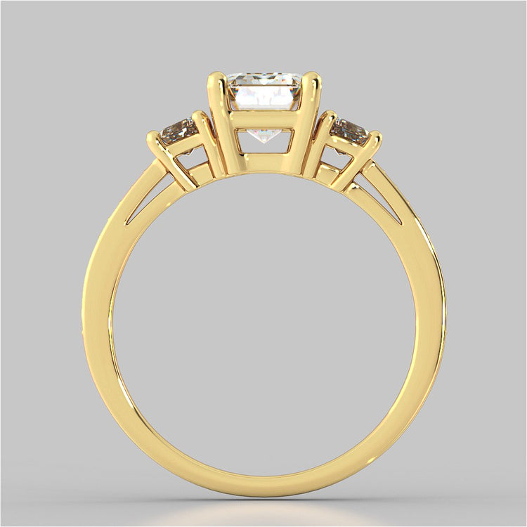 Radiant Cut and Trapezoids Accents Wedding Set With 2 Matching Bands