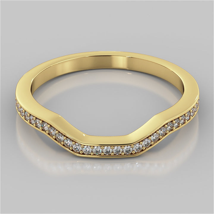 Channel-Set Contoured Wedding Band