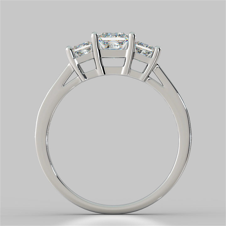 Princess Cut Three Stone Wedding Set With Accents