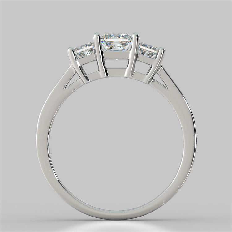 Princess Cut Three Stone Wedding Set With Accents