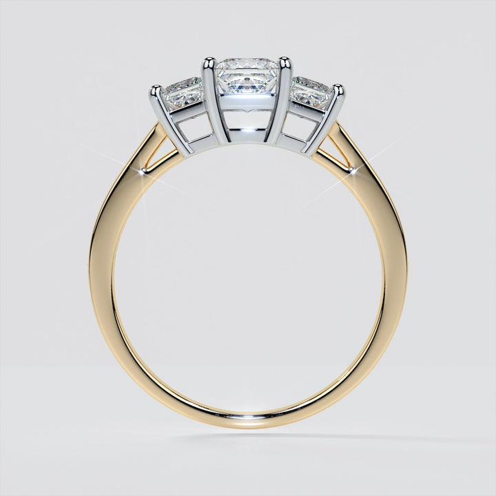 Princess Cut Three Stone Wedding Set With Accents