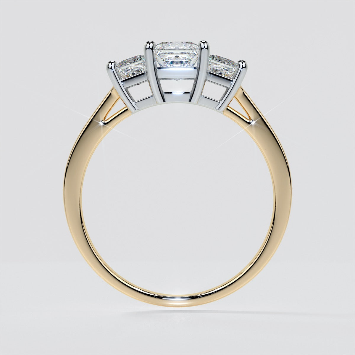 Princess Cut Accented Three Stone Wedding Set With 2 Matching Bands
