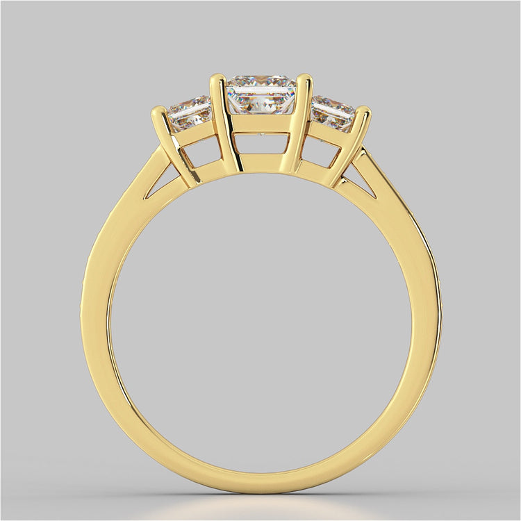 Princess Cut Three Stone Wedding Set With Accents