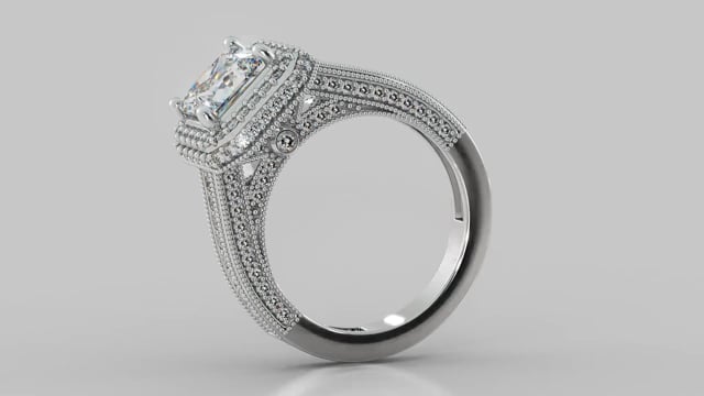 Pavé-Style Halo Princess Cut Cathedral Trio Wedding Set