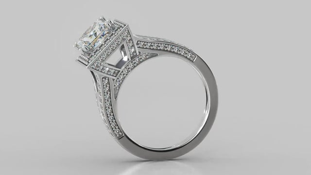 Princess Cut Trio Wedding Set with Accented Split Shanks