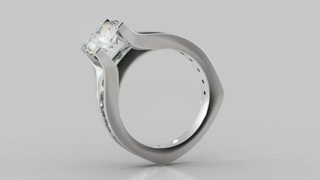 Lab grown Diamond Engagement Ring with Channel Set Accents Round Cut Euro Style