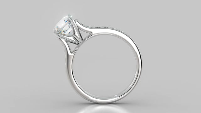 Asscher Cut Cathedral Style Channel Engagement Ring With Accents