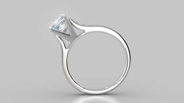 Princess Cut Cathedral Style Channel Engagement Ring With Accents