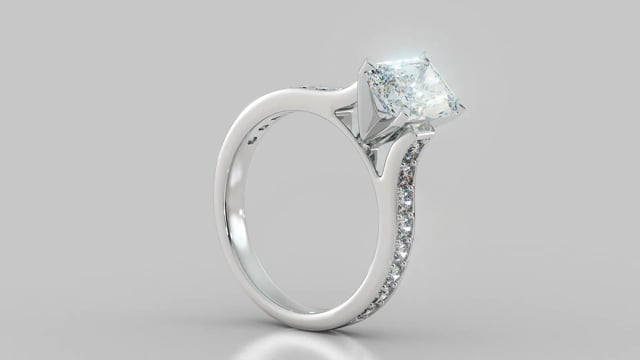 Lab Grown Diamond Radiant Cut Cathedral Style Channel-set Engagement Ring With Accents