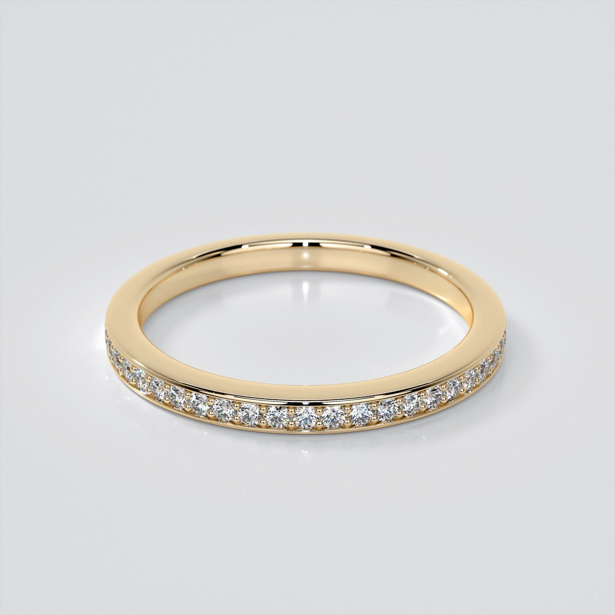 Round Cut Pavé Style Halo Wedding Set With 2 Matching Bands