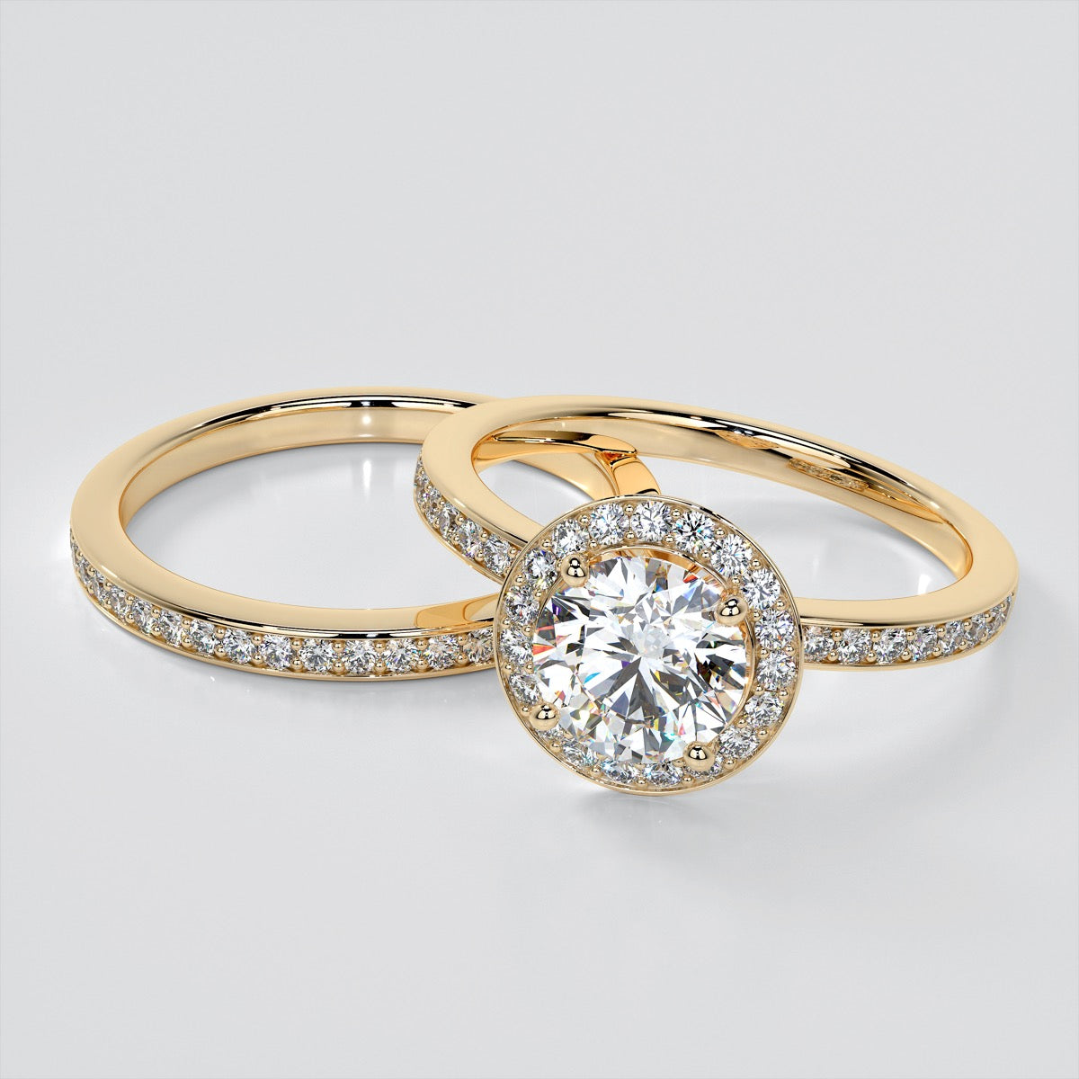 Round Cut Pavé Style Halo Engagement Ring