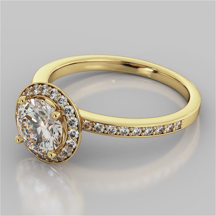 Round Cut Pavé Style Halo Engagement Ring