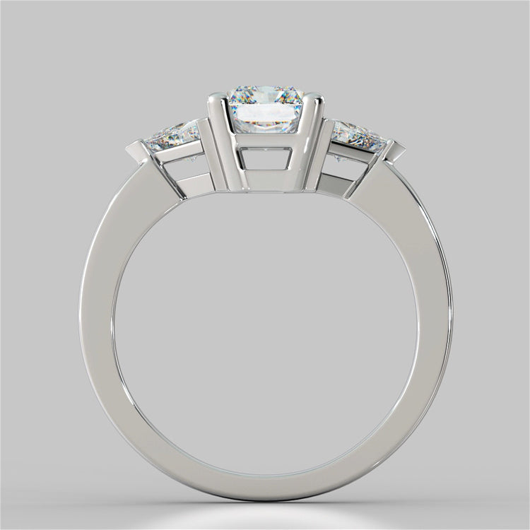 Radiant Cut Three-Stone Wedding Set With Trillion Accents