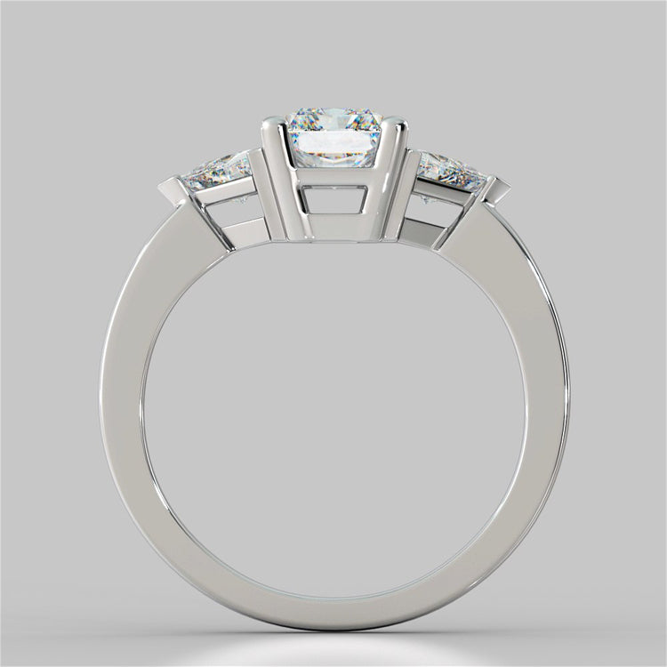 Radiant Cut Three-Stone Wedding Set With 2 Matching Bands