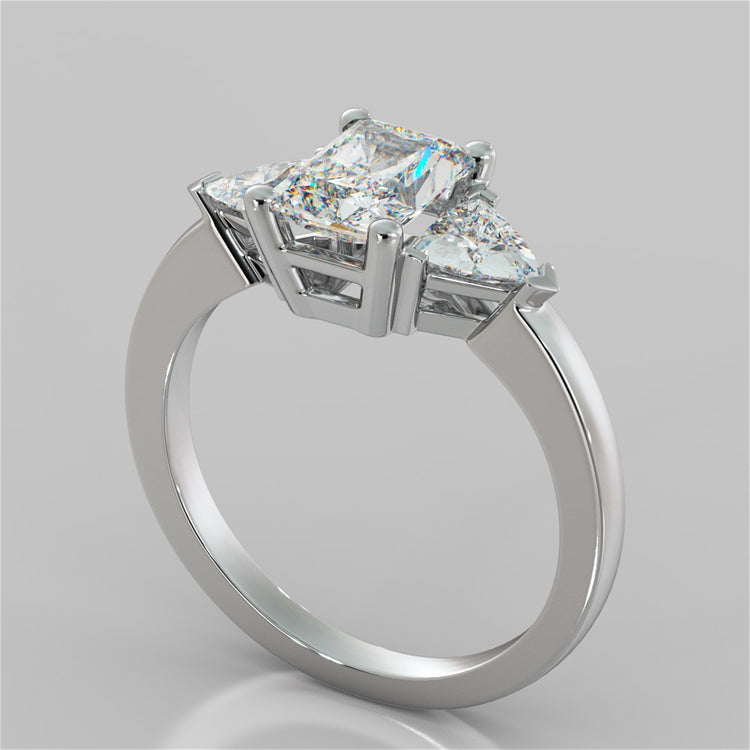 Radiant Cut Three-Stone Wedding Set With Trillion Accents