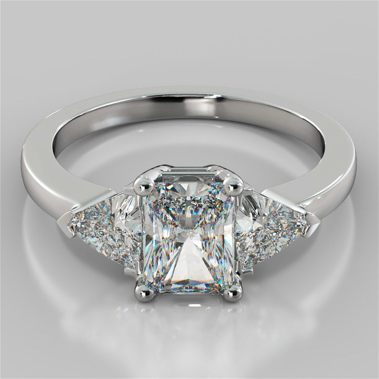 Radiant Cut Three-Stone Wedding Set With Trillion Accents