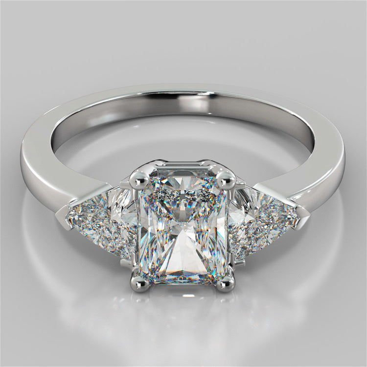 Radiant Cut Three-Stone Wedding Set With 2 Matching Bands