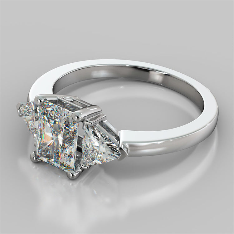 Radiant Cut Three-Stone Wedding Set With Trillion Accents