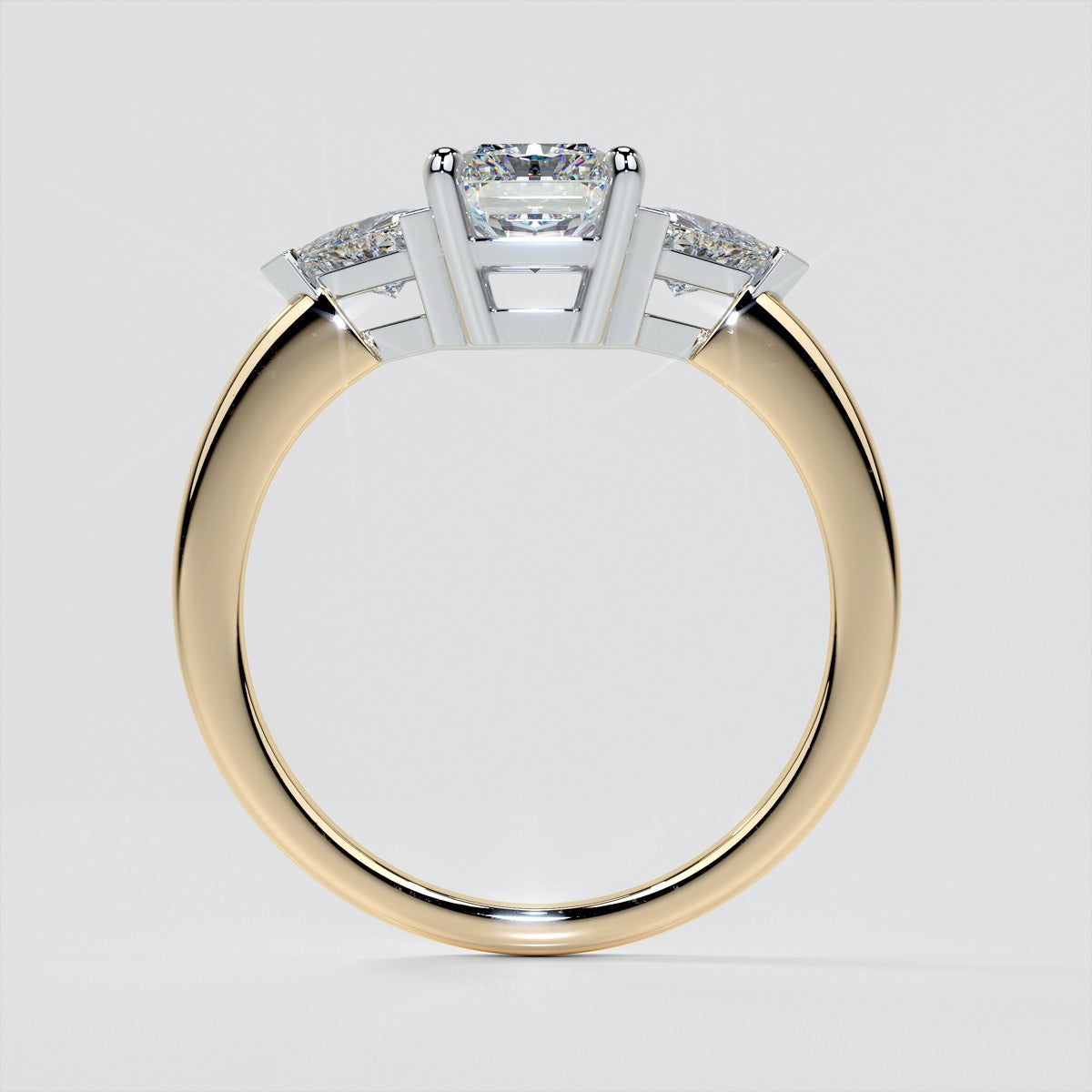Radiant Cut Three-Stone Wedding Set With Trillion Accents