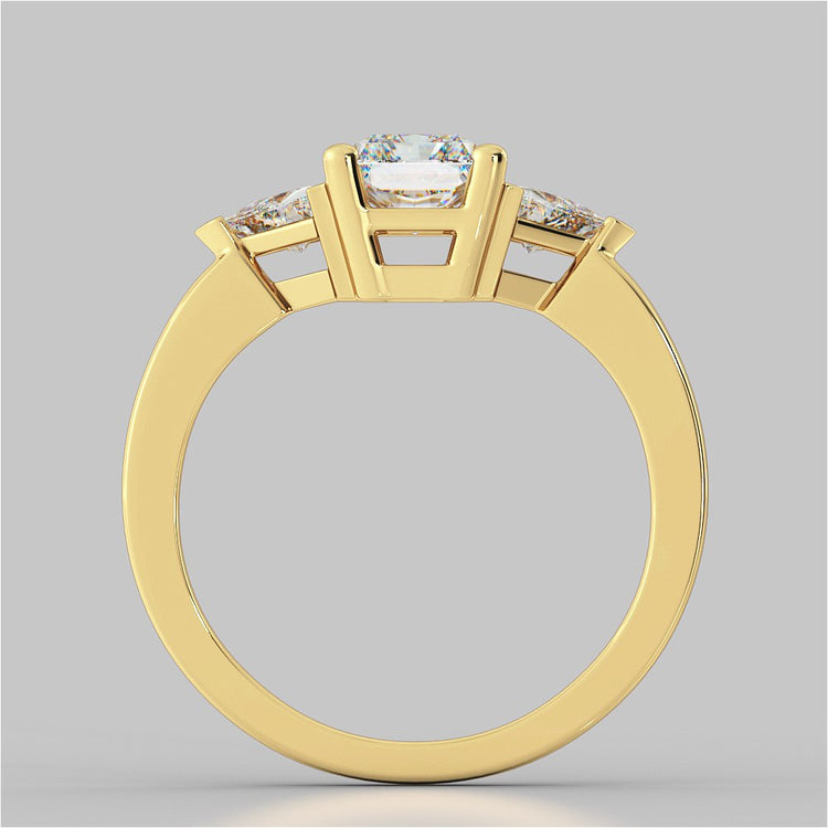 Lab Grown Diamond Radiant Cut Three-Stone Engagement Ring With Trillion Accents