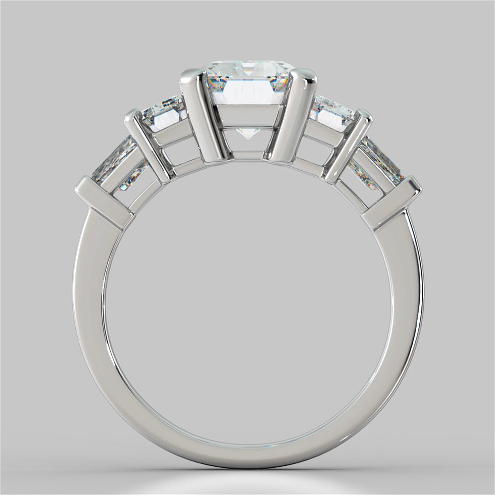 1.5Ct Emerald Cut Lab Grown Diamond Five-Stone Engagement Ring