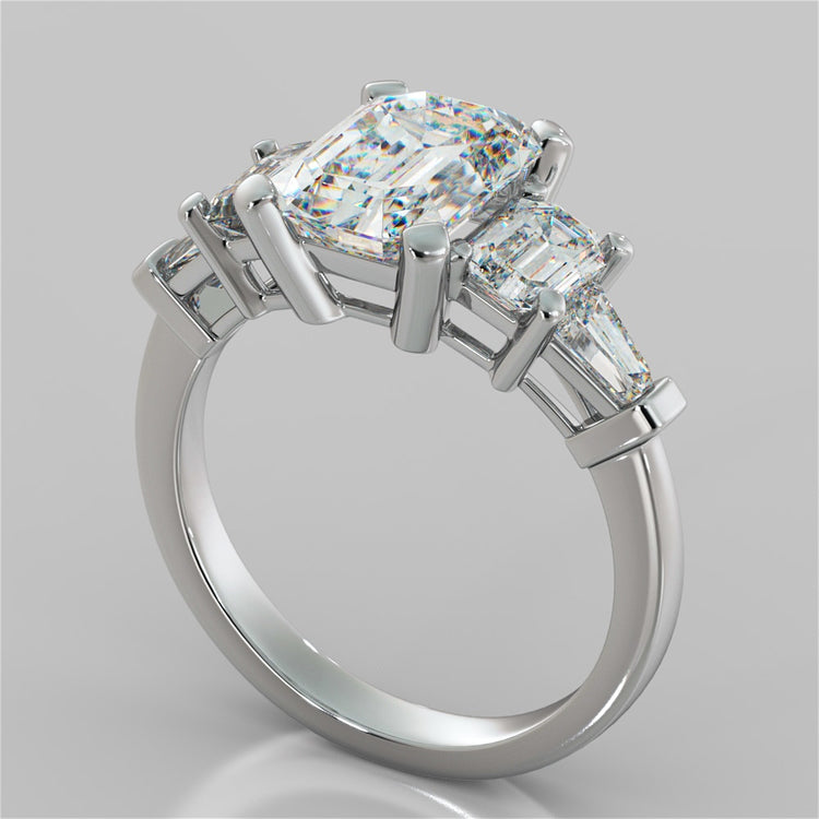 Lab Grown Diamond Emerald Cut Five-Stone Engagement Ring