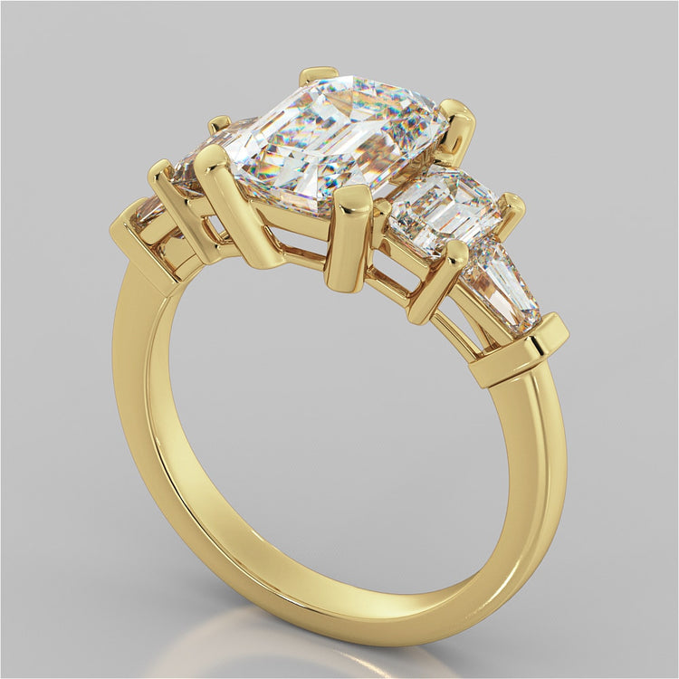 Lab Grown Diamond Emerald Cut Five-Stone Engagement Ring